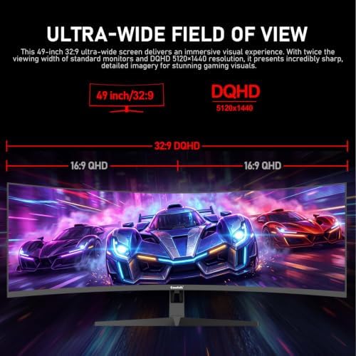 Gawfolk 49 inch Ultra-Wide Curved Gaming 240Hz Monitor, DQHD PC Screen - Image 2