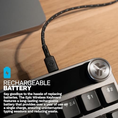 JLab Epic Mechanical Wireless Keyboard, Bluetooth or USB dongle, Multi-Device, Backlit, Media knob, Custom Profiles, Black - Image 5