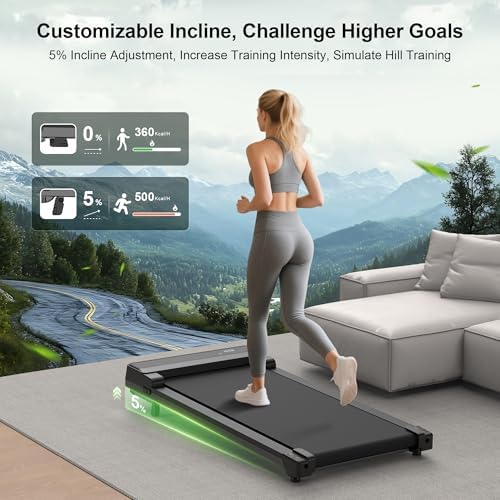 Walking Pad Treadmill with 5% Incline - Under Desk Running Machine Mat Pads for Home Office Portable Small Compact Quiet Flat Indoor Magnetic Lightweight Electric Treadmills Remote Control 4MPH - Image 2
