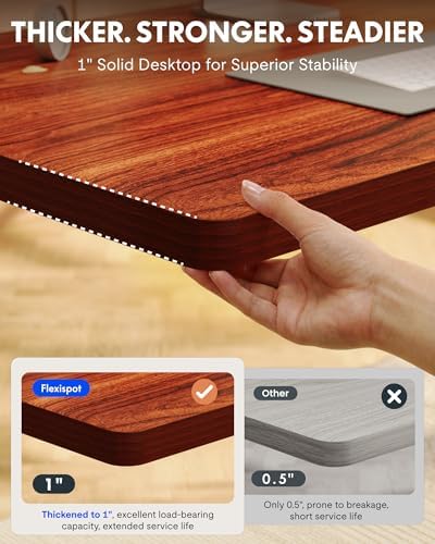 FLEXISPOT EN1 60"x24" One-Piece Standing Desk, Mahogany - Image 3