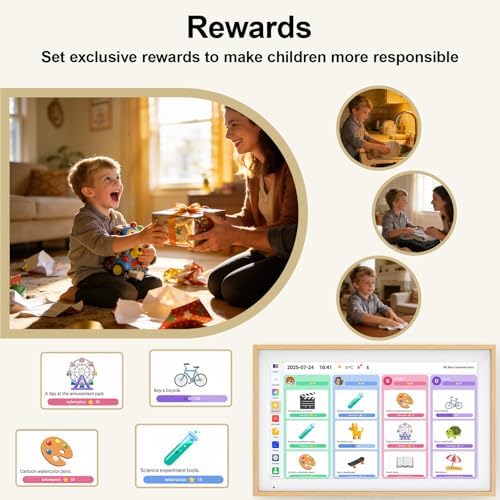Digital Calendar 15.6" Digital Wall Planners for Family Schedules, Electronic Calendar with 1920*1080 Interactive Touchscreen, Digital Photo Frame Built-in 64GB Memory, Smart Calendar-Wooden - Image 3