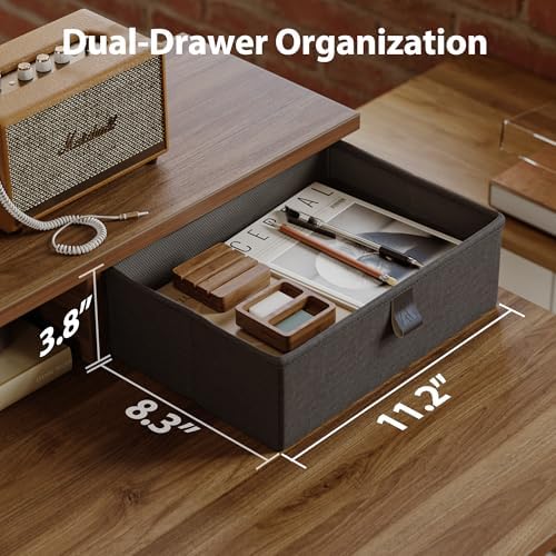 Agilestic 48 x 24 Inches Electric Standing Desk with 2 Storage Drawers, Adjustable Height Sit and Stand Computer Table with Splice Board, Dark Walnut - Image 3