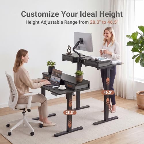 Seang 48''*24'' Electric Standing Desk with Storage, Black - Image 4