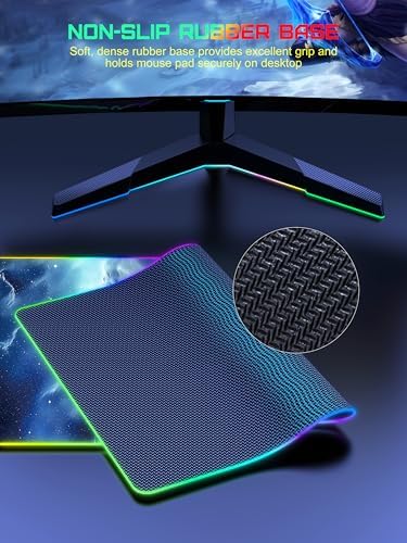 RGB Gaming Mouse Pad with Wireless Charging, Large Desk Mat, Blue Nebula - Image 6