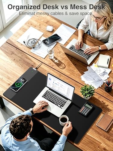 Wireless Charging Mouse Pad, 31.5"x15.8" Large Desk Mat, Smooth Glide - Image 4