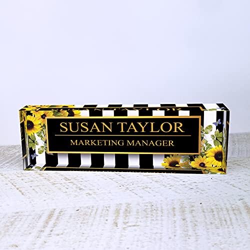 ARTBLOX Personalized Acrylic Desk Name Plate, Sunflower Design - Image 3