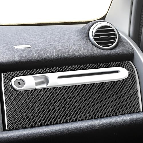 Real Black Carbon Fiber Car Co-Pilot Glove Storage Box Switch External Panel Anti-Scratch Cover Sticker Compatible with Benz Smart Fortwo 2011 2012 2013 2014 2015 Auto Interior Accessories 1pc - Image 4