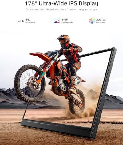 Yxk Portable Monitor 15.6 Inch 1080P 60Hz IPS HDR Ultra-Slim Travel Monitor with Dual Speakers USB-C HDMI Second Screen for Laptop PC Mac Phone Xbox PS4/5 Switch, VESA Kickstand, Zero Frame Gaming - Image 2