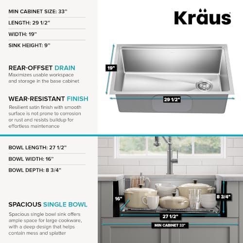 KRAUS Fairlane 30 in Undermount Workstation Single Bowl 18-Gauge Stainless Steel Kitchen Sink with Accessories, KWU610-30 - Image 5