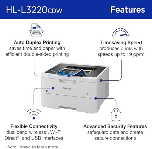 Brother HLL3220CDW Wireless Compact Color Laser Printer, Duplex and Mobile Device Printing | Includes 2 Month Refresh Subscription Trial¹, Amazon Dash Replenishment Ready (Renewed Premium) - Image 3