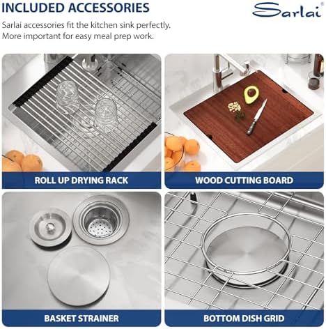 Sarlai Drop In Kitchen Sink - 21x20 Drop In Kitchen Sink Ledge Workstation 16 Gauge Stainless Steel Topmount Deep Single Bowl Over Counter Sinks Basin Round Corners - Image 5