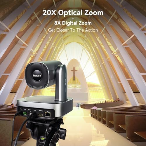Tenveo 4K PTZ Camera, AI Humanoid & Face Auto-Tracking, 20X Optical + 8X Digital Zoom, USB3.0/HDMI/LAN PoE IP Live Streaming for Church Worship Broadcast Events Video Conference YouTube OBS - Image 4