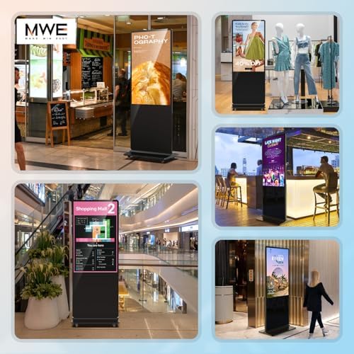 MWE 32 Inch Indoor Floor Standing Digital Signage, CMS System, Advertising Display Kiosk, LCD Screen Commercial Totem Vertical Poster Android OS - Image 2