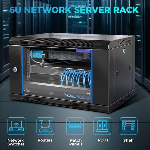 6U Wall Mount Server Rack, 450mm Deep Network Cabinet for Home Lab - Image 7