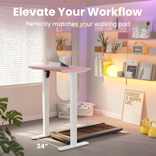HUANUO 48x24 Inch Electric Standing Desk, Height Adjustable, Pink - Image 4