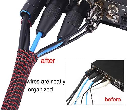 Alex Tech 10ft - 1 inch Cord Protector Wire Loom Tubing Cable Sleeve Split Sleeving For USB Cable Power Cord Audio Video Cable – Protect Cat From Chewing Cords - Blackred - Image 5