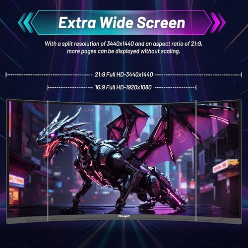 34 Inch Ultrawide Curved Gaming Monitor - WQHD 3440x1440p, 165Hz, 120% sRGB, FreeSync, VESA Mountable (DP&HDMI Cable Incl.) - Immersive PC Monitor for Gamers & Professionals, Black - Image 5