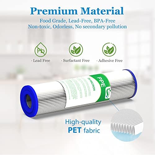 20 Micron Water Filter 10" x 2.5", Pleated Sediment Filters, 4-Pack - Image 4