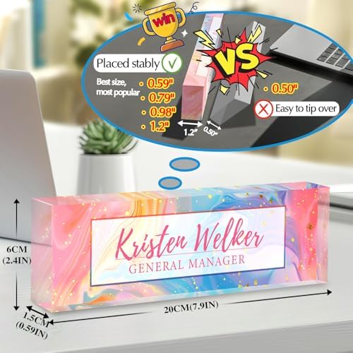 Custom Office Name Plate for Desk - Desk Name Plate Personalized Gifts for Coworkers, Boss, Employees, Teacher, Nurse - Office Desk Decor for Women Men - Employee Appreciation Gifts (Pink/Blue) - Image 2