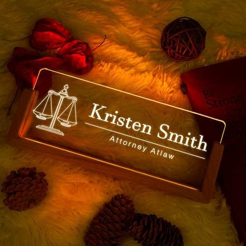 Custom Name Plate for Desk, Personalized Light Up Acrylic Desk Name Plate, Personalized Office Gifts for Lawyer Coworkers, Employee Appreciation GIfts, Office Decor for Women Men (Design12-Lawyer) - Image 2
