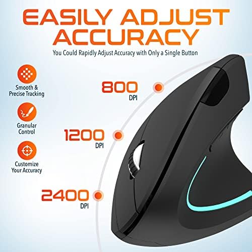 Delton Ergonomic Vertical Wireless Mouse with 2.4GHz USB Dongle - Image 6