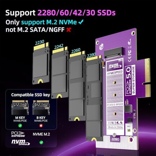 JEYI PCIe 5.0 4X to M.2 NVMe Adapter Card, Gen 5 128Gbps, Heatsink - Image 3
