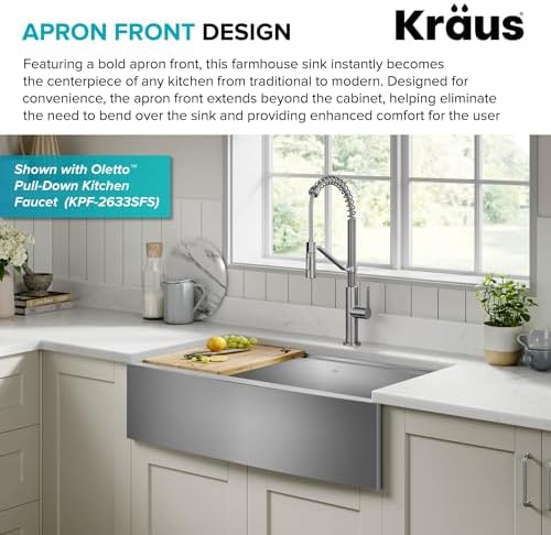 KRAUS Kore 36-Inch Farmhouse Workstation 16 Gauge Single Bowl Stainless Steel Kitchen Sink with Accessories, KWF210-36 - Image 6