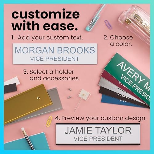 ExcelMark Custom Name Plate for Desk or Door – 14 Color Choices (2” X 10") - Image 2