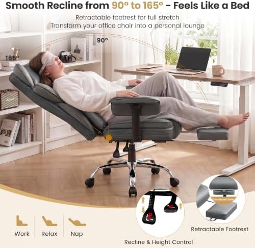 Big and Tall Office Chair 500 lbs, 23.6" Wide Seat,PU Leather - Image 4