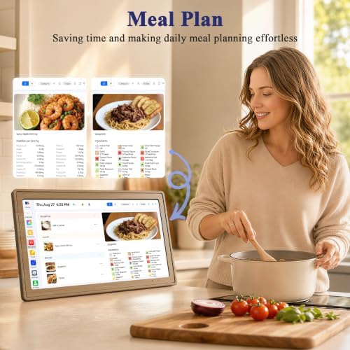 Digital Calendar, 15.6 Inch Electronic Calendar with Touchscreen Wall/Desk Mount, Smart Wall Planner with Chore Chart, Meal Planner, Photo Display & To-Do List for Family Schedules, Gift for Mom Dad (Wood Grain Color) - Image 3