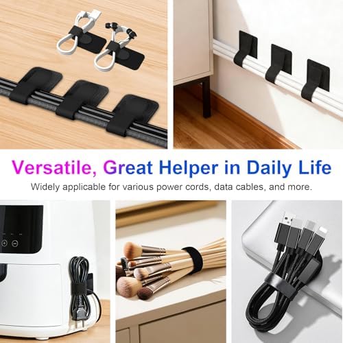 40 Set Cable Management Under Desk, Hook and Loop Cable Ties - Image 2