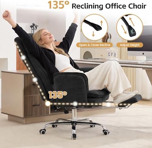 Big and Tall Office Chair, Footrest & Flip Armrest for Pets, Dark Black - Image 4