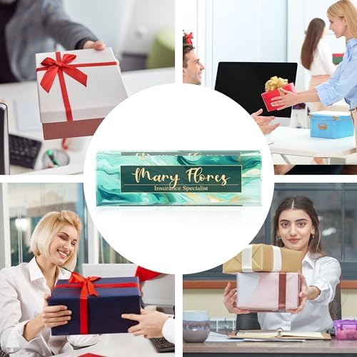 Personalized Name Plates for Office - Gifts for Teacher, Boss, Employee Appreciation - Desk Decor (Amber) - Image 5