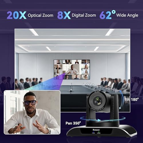 Tenveo 20X Optical Zoom PTZ Camera with AI Auto-Tracking, USB 3.0/HDMI, FHD 1080P60 for Video Conferencing, Live Streaming, Church, Education, Zoom, Teams & OBS - Image 3