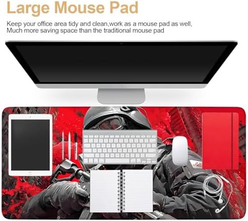 Large Extended Gaming Mouse Pad - Military Soldier Design, Soft Fabric Desk Mat with Non-Slip Rubber Base, Extra Long Mousepad for Gaming, Office, Keyboard & Mouse, 35.43 x 15.75 in - Image 4