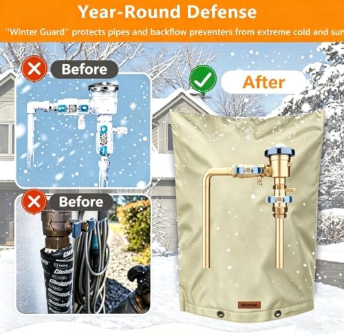 Backflow Preventer Cover Insulated Pouch,Outdoor Pipe Insulation Cover,Winter Freeze Protection Water Well Pump Covers Sprinkler Valve Cover Insulated (Khaki, 24''W x 30''H) - Image 6