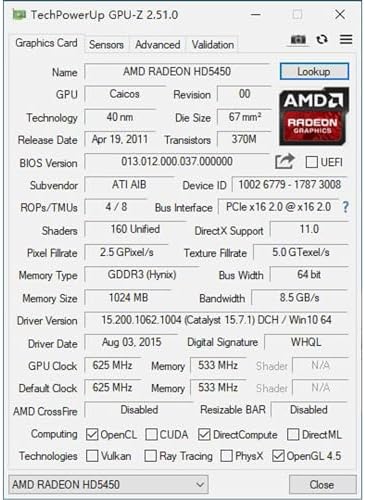 Glorto Radeon HD 5450 1GB DDR3 Low Profile Graphics Card, PCI Express 2.0 x16, HDMI/VGA/DVI, Entry Level GPU for PC, SFF and HTPC - Image 6