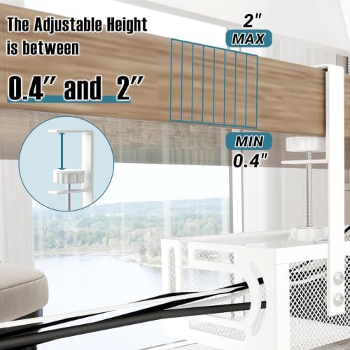 No Drill Under Desk Cable Management Tray, SONATURE 25.3" Cord Organizer for Table, Clamp Mount Desk Cable Management, Premium Carbon Steel Cable Organizer for Office, Home (White) - Image 4