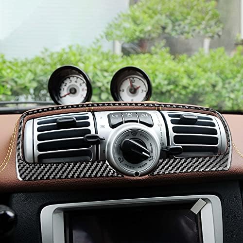 Real Black Carbon Fiber Car Dashboard Central AC Vent A/C Climate Control Panel Trim Sticker Compatible with Benz Smart Fortwo 2011 2012 2013 2014 2015 Auto Interior Accessories 1pc - Image 3