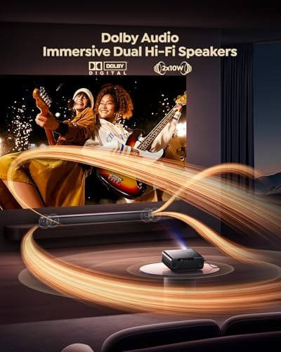 [Built-in Apps/4K Support] Smart Outdoor Projector with WiFi and Bluetooth, Movie Projector, DoIby Audio with Dual Speaker, Auto Focus w/ YouTube&PrimeVideo Proyector, Upgrad P62 Pro - Image 4
