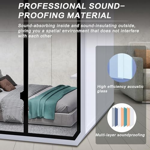 Office Pod Booth with Audio Privacy - Portable Sound Booth Includes Diamond Shaped Frame Design,Separate Room with Light,Fans, USB Port for Work Negotiation Sleep Cabin(87IN) - Image 4