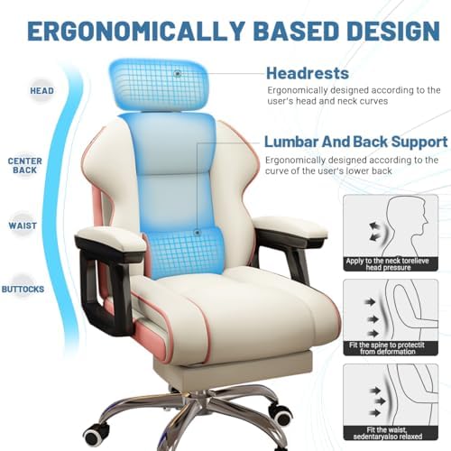 Executive Computer Chair Home Office Desk Chair,Adjustable Angle, Ergonomic Adjustable Height PU Leather Chairs with Cushions Armrest for Long Time Seating-High Office Chair with Footrest - Image 4