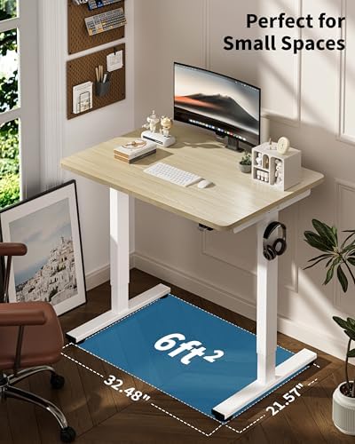 Okin Small Electric Standing Desk, 36" x 24" Whole Piece Height Adjustable Desk, Oak Sit to Stand Computer Workstation for Home Office - Image 5