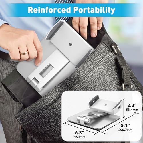 AboveTEK Business Kiosk Aluminum Tablet iPad Stand, 360° Swivel Tablet & Phone Holders for Any 4"-15.6" Display Tablets/Cell Phones/Portable Monitor, Sturdy for Store POS Office (Silver) - Image 5