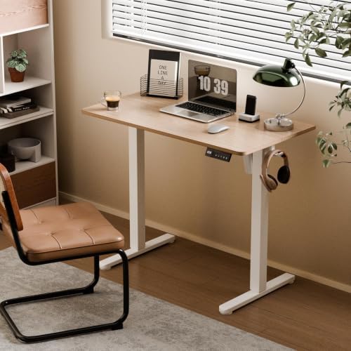 35" Electric Standing Desk, Small Sit Stand up Desk, Light Walnut - Image 2