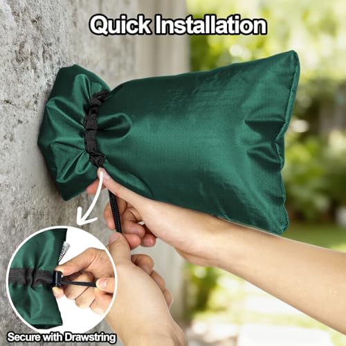 Enlarge Outdoor Faucet Cover for Winter Freeze Protection, 3M Thinsulate, 10"H x 6.3"W Hose Bib Covers for Wall Taps Outside, Waterproof & Frost Free Insulated Spigot Cover, 2 Pcs Faucet Socks - Green - Image 5