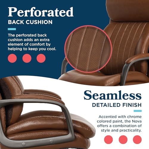 La-Z-Boy High-Back Ergonomic Office Chair, AIR Lumbar Support Leather Chair - Image 5