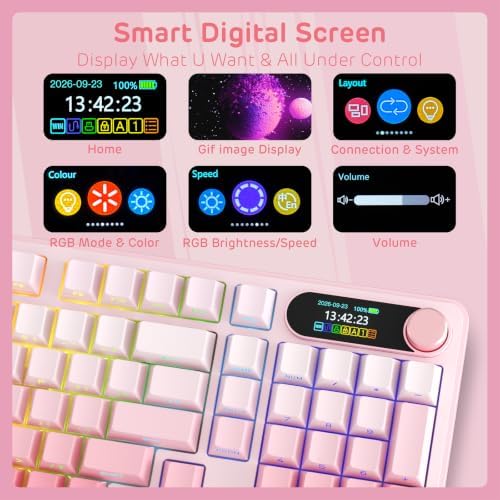 RK ROYAL KLUDGE S98 Wireless Mechanical Keyboard with TFT Screen & Knob - Image 4
