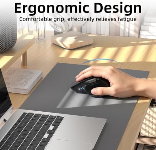 INFINMIND Ergonomic Wireless Bluetooth Mouse with 6 Programmable Buttons(Mac/Windows), Multi-Device, Flying Scroll & Side Wheel, 5 Level DPI, Rechargeable Silent Mice for Laptop, PC, Tablet, MacBook. - Image 6