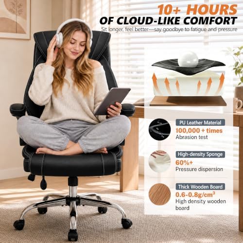 Office Chair, Executive Leather Desk Chair with Lumbar Support - Image 5